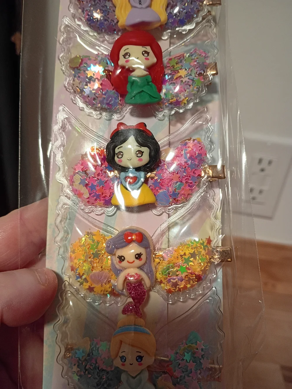 Kids Sparkle Princess Hair Clips Set - Multicolor
